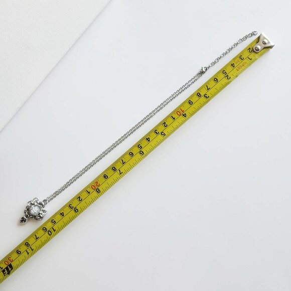 Whimsigoth clear quartz chainmaille silver necklace with a small silver chain - Picture 6 of 9